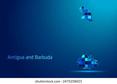 concepts of Antigua and Barbuda Network Digital Technology Graphic illustration. Blue Color. Internet Futuristic Concept Map.