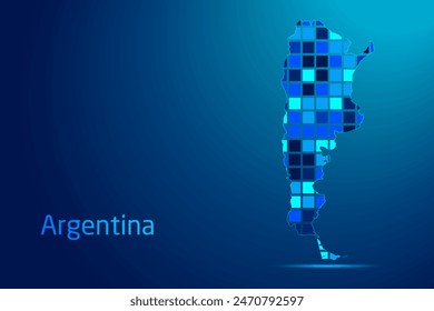 concepts of Argentina Network Digital Technology Graphic illustration. Blue Color. Internet Futuristic Concept Map.