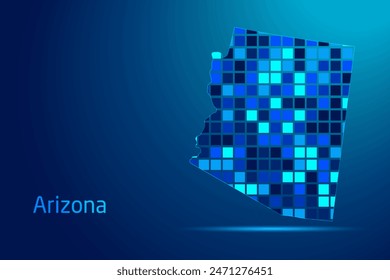 Conceptos de Arizona Red Tecnología Digital Ilustración gráfica. Color azul. Mapa conceptual futurista de Internet.