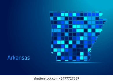 concepts of Arkansas Network Digital Technology Graphic illustration. Blue Color. Internet Futuristic Concept Map.