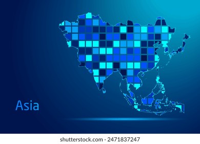 concepts of Asia Network Digital Technology Graphic illustration. Blue Color. Internet Futuristic Concept Map.