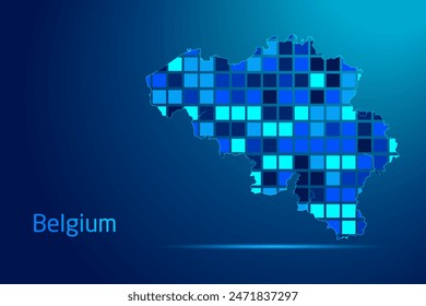 concepts of Belgium Network Digital Technology Graphic illustration. Blue Color. Internet Futuristic Concept Map.
