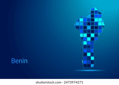 concepts of Benin Network Digital Technology Graphic illustration. Blue Color. Internet Futuristic Concept Map.