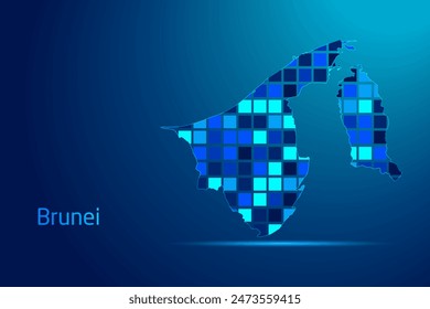 concepts of Brunei Network Digital Technology Graphic illustration. Blue Color. Internet Futuristic Concept Map.