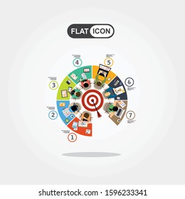Concepts for business analysis and planning, consulting, team work, project management, financial report. Shooting at target for success - Icon Colorful Circle arrow - modern Idea and Concept 