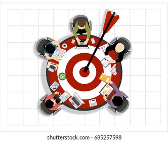 Concepts for business analysis and planning, consulting, team work, project management, financial report. Shooting at target for success - Icon Colorful Circle arrow - modern Idea and Concept 