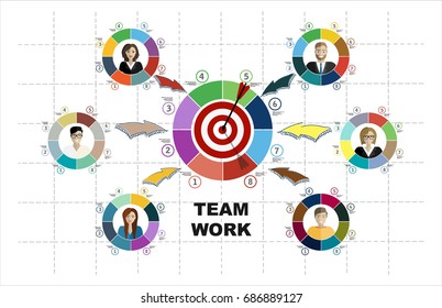Concepts for business analysis and planning, team work, project management, financial report. Shooting at target for success - Colorful Circle arrow - modern Idea and Concept Vector illustration