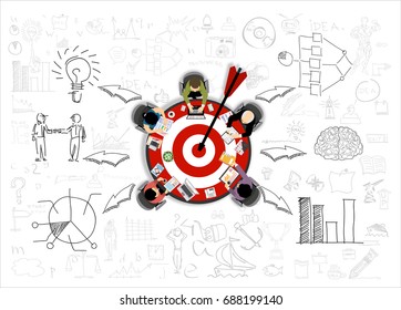 Concepts for business analysis and planning, team work, project management, financial report. Shooting at target for success - Colorful Circle arrow - modern Idea and Concept Vector illustration