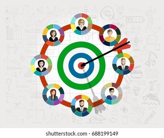 Concepts for business analysis and planning, team work, project management, financial report. Shooting at target for success - Colorful Circle arrow - modern Idea and Concept Vector illustration