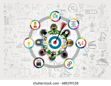 Concepts for business analysis and planning, team work, project management, financial report. Shooting at target for success - Colorful Circle arrow - modern Idea and Concept Vector illustration