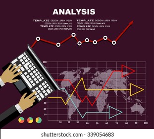 Concepts for business planning and accounting, analysis, audit, project management, marketing, research in flat design style.