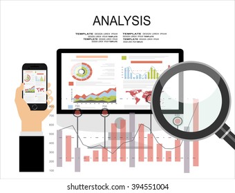 Concepts for business planning and accounting, analysis, audit, project management, marketing, research in flat design style.