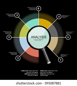 Concepts for business planning and accounting, analysis, audit, research in flat design style. Colorful vector template for presentation and training. Infographics step by step with magnifying glass.