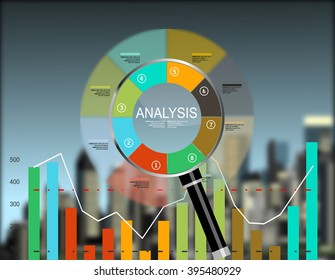 Concepts for business planning and accounting, analysis, audit, project management, marketing, research in flat design style.