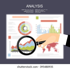 Concepts for business planning and accounting, analysis, audit, project management, marketing, research in flat design style.