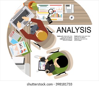 Concepts for business planning and accounting, analysis, audit, project management, marketing, research in flat design style.