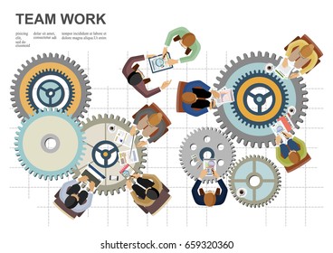 Concepts for business teamwork.solution and innovation analysis and,consulting,project management,financial report and strategy team.vector illustration.
