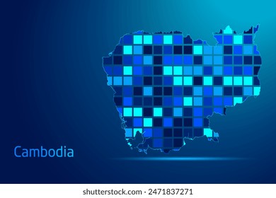 concepts of Cambodia Network Digital Technology Graphic illustration. Blue Color. Internet Futuristic Concept Map.