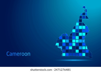 Conceptos de la Red de Camerún Tecnología Digital Ilustración gráfica. Color azul. Mapa conceptual futurista de Internet.