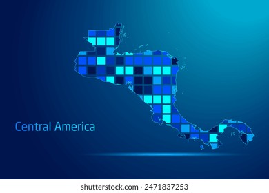 concepts of Central America Network Digital Technology Graphic illustration. Blue Color. Internet Futuristic Concept Map.
