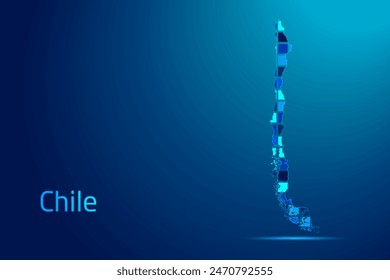 concepts of Chile Network Digital Technology Graphic illustration. Blue Color. Internet Futuristic Concept Map.
