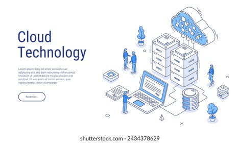 Conceptos de almacenamiento en la nube isométrico. Concepto de isometría 3D de almacenamiento informático en línea. Computación en la nube o ilustración vectorial de almacenamiento. Tecnología informática en línea. Almacenamiento de datos en la nube 3d isométrico.