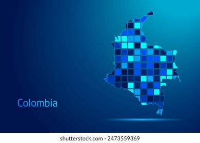 concepts of Colombia Network Digital Technology Graphic illustration. Blue Color. Internet Futuristic Concept Map.