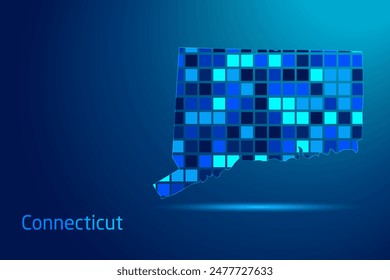 concepts of Connecticut Network Digital Technology Graphic illustration. Blue Color. Internet Futuristic Concept Map.