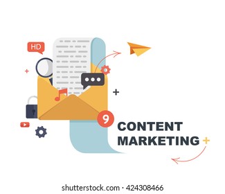 Concepts for Content Marketing .Vector digital marketing concept 