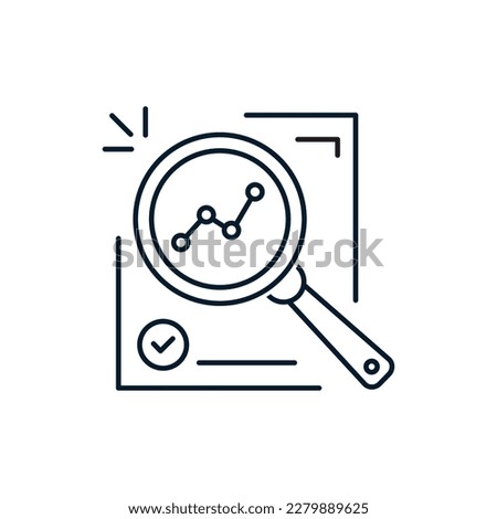 Concepts of data quality assessment, research, accounting. Vector icon isolated on white background.