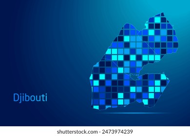 concepts of Djibouti Network Digital Technology Graphic illustration. Blue Color. Internet Futuristic Concept Map.