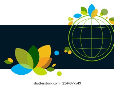 Concepts of ecology and peace. Earth globe with green leaves. Vector illustration.