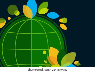 Concepts of ecology and peace. Earth globe with green leaves. Vector illustration.