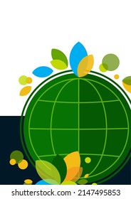 Concepts of ecology and peace. Earth globe with green leaves. Vector illustration.