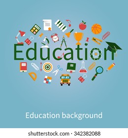 Concepts education and learning. Education icons in flat style. Logo design template. Concepts for web banners and print materials. Vector illustration.
