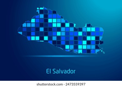 concepts of El Salvador Network Digital Technology Graphic illustration. Blue Color. Internet Futuristic Concept Map.