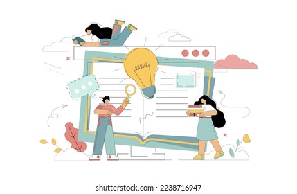 Concepts e-learning. Оnline education at home. Vector