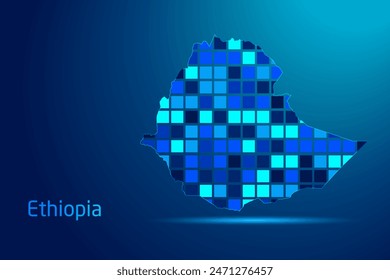 concepts of Ethiopia Network Digital Technology Graphic illustration. Blue Color. Internet Futuristic Concept Map.