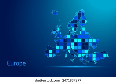 concepts of Europe Network Digital Technology Graphic illustration. Blue Color. Internet Futuristic Concept Map.