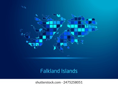 concepts of Falkland Islands Network Digital Technology Graphic illustration. Blue Color. Internet Futuristic Concept Map.