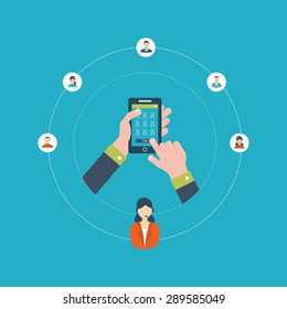 Concepts for finding the right people on the map for travel and tourism. Mobile gps navigation on mobile phone. Mobile technologies concept. Online communication