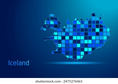concepts of Iceland Network Digital Technology Graphic illustration. Blue Color. Internet Futuristic Concept Map.