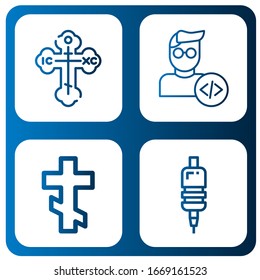 Konzepte Symbol-Set. Sammlung orthodoxer Kreuze, Entwickler, Grip-Symbole