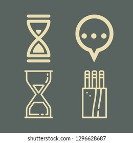 concepts icon set with speech bubble, pencils and hourglass vector illustration