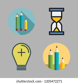 concepts icon set. vector set about pencils, light bulb, hourglass and pencil icons set.