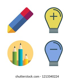 concepts icon set. vector set about pencils, light bulb and pencil icons set.