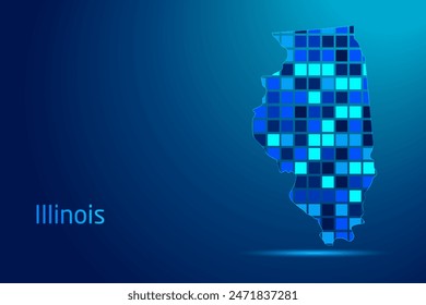 concepts of Illinois Network Digital Technology Graphic illustration. Blue Color. Internet Futuristic Concept Map.