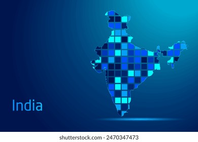 concepts of India Network Digital Technology Graphic illustration. Blue Color. Internet Futuristic Concept Map.