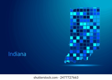 concepts of Indiana Network Digital Technology Graphic illustration. Blue Color. Internet Futuristic Concept Map.