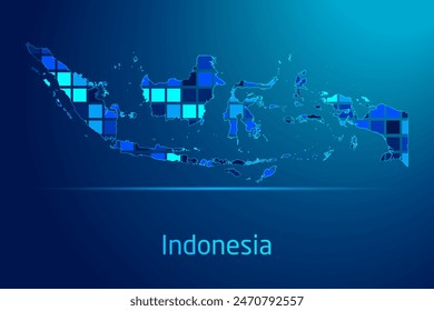concepts of Indonesia Network Digital Technology Graphic illustration. Blue Color. Internet Futuristic Concept Map.